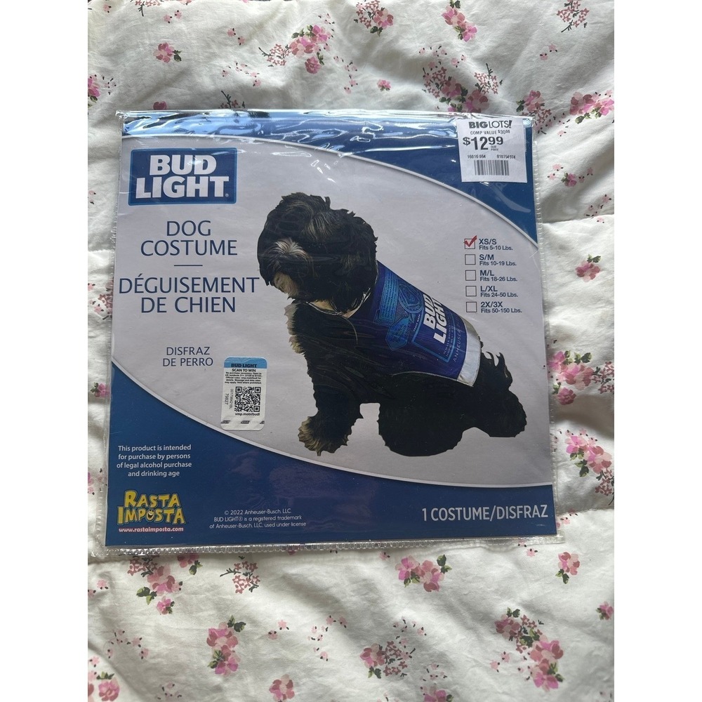Costume bud light pet costume NWT XS/S